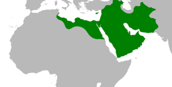 The Rashidun Caliphate at its greatest extent, under Caliph Uthman, c. 654