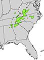 Rhododendron catawbiense range map