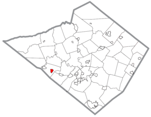 Location of Robesonia in Berks County, Pennsylvania.