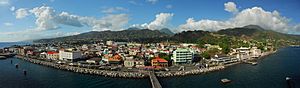 Panorama of Roseau from a cruise ship.