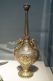 Rosewater sprinkler, Mughal dynasty, c. 1775-1800, Lucknow, Uttar Pradesh, India, silver and gilt silver - Freer Gallery of Art - DSC04528