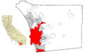 San Diego County California Incorporated and Unincorporated areas San Diego Highlighted