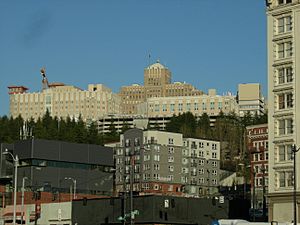Seattle - Harborview Hospital from Pioneer Square neighborhood