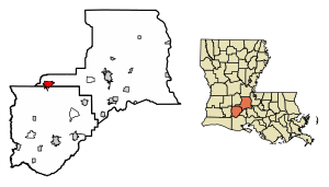 Location of Eunice in St. Landry Parish, Louisiana.