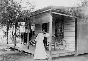 Teacher stands outside her residence Aramac Queensland circa 1914