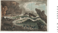 The wreck of the HMS Wager, painted in 1809
