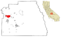 Tulare County California Incorporated and Unincorporated areas Visalia Highlighted