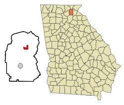 Location in White County and the state of Georgia