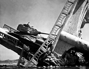 Wrecked North Korean tank on bridge south of Suwon HD-SN-99-03158