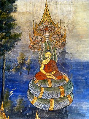 090 Mucalinda protects Buddha (detail) (9192151900)