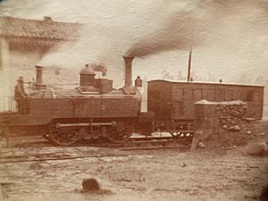 1852-1887. Ferrocarril de Langreo. Locomotora nº 3, fabricada en 1852. Fotografía de 1887. Sama, Asturias, España. Spain