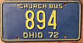 1972 OH church bus plate