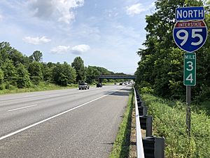 2019-06-03 11 07 38 View north along Interstate 95 just north of Exit 33 in Laurel, Prince George's County, Maryland