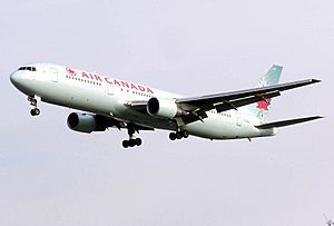 Air Canada B767-300ER (C-GGFJ) landing at London Heathrow Airport (2)