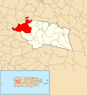 Location of Anones within the municipality of Las Marías shown in red