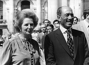 British Prime Minister Margaret Thatcher and Egyptian President Anwar Sadat