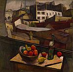 Diego Rivera - Knife and Fruit in Front of the Window - Google Art Project