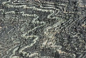 Folded serpentinite