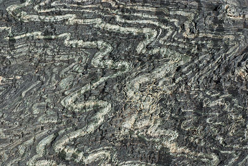 Folded serpentinite