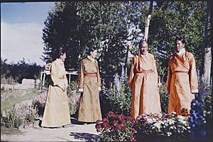 Four Tsipon officials in the garden of Dekyi Lingka