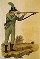 Green jacketed rifleman firing Baker rifle 1803