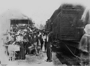 Group of people on the platform of the Finch Hatton Railway Station Queensland ca. 1906f
