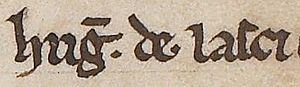 Hugh de Lacy (British Library MS Cotton Faustina B IX, folio 27v)