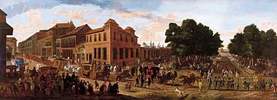 Jan van Kessel (II) (attr.) - View of the Carrera de San Jerónimo and the Paseo del Prado with a Procession of Carriages