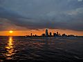 Jersey City Skyline as viewed from Staten Island Ferry at Sunset - July 2016