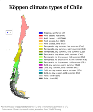 Köppen–Geiger climate types in Chile