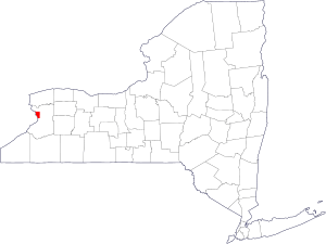Map of New York highlighting Buffalo