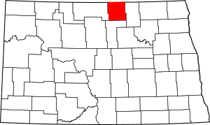 Map of North Dakota highlighting Rolette County