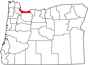 Map of Oregon highlighting Multnomah County