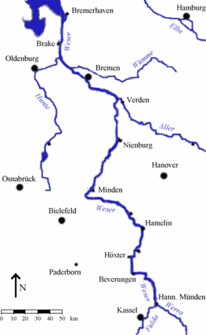Map river weser kassel to bremerhaven