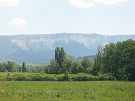 The Montagne de Chabre, seen from the RN75 road, in the area of Montrond