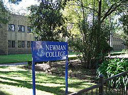 Newman College - sign and Mannix wing