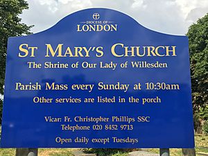Our Lady of Willesden - signage