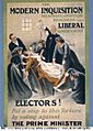 Poster by A Patriot, showing a suffragette prisoner being force-fed, 1910