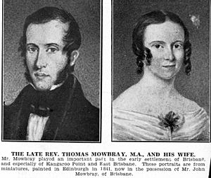 Reverend Thomas Mowbray and his wife Williamina Mowbray