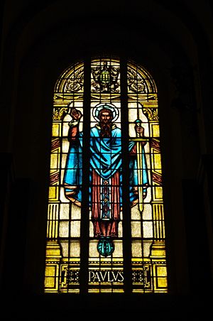 Saints Peter & Paul Cathedral (Indianapolis, Indiana), interior, sanctuary, stained glass, St. Paul