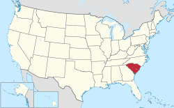 Location of South Carolina in the United States