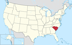 Map of the United States highlighting South Carolina