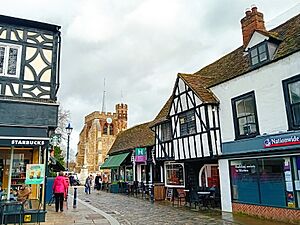 St Mary's Church from Market Place, Hitchin.jpg