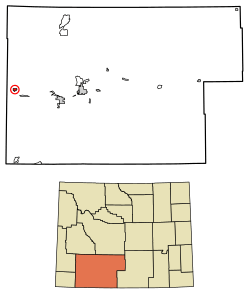 Location of Granger in Sweetwater County, Wyoming.