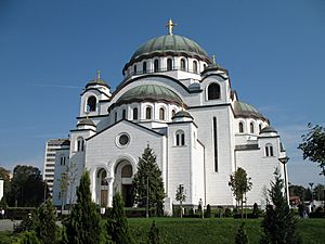 Temple of Saint Sava, Belgrade, exterior in 2006