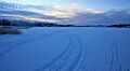 Tracks on frozen Frame Lake