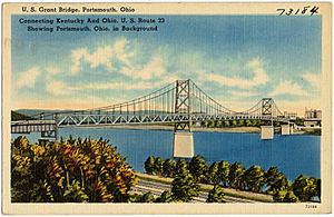 U.S. Grant Bridge, Portsmouth, Ohio. Connecting Kentucky and Ohio, U.S. Route 23 showing Portsmouth, Ohio, in background (73184).jpg