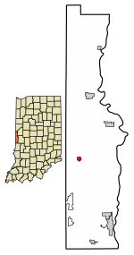 Location of Dana in Vermillion County, Indiana.