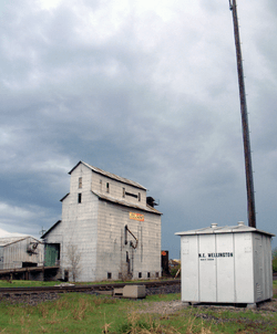 The grain elevator and railroad