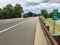 The Garden State Parkway traversing Woodcliff Lake, a verdant Bergen County borough, the North American corporate headquarters of BMW, and a bedroom suburb of New York City